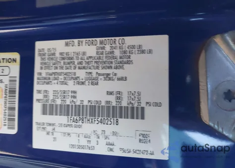 2015 Ford Mustang Ecoboost z USA, uszkodzony, nr VIN 1FA6P8THXF5402518